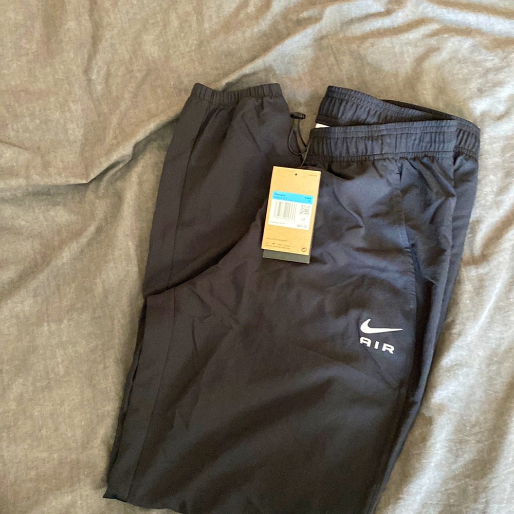 Black lightweight loose fit joggers with adjustable waist
